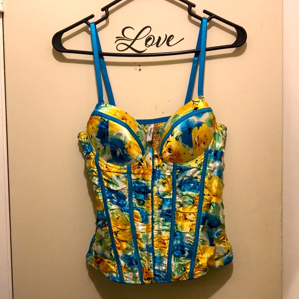 D) Yellow and Blue Floral Camisole. 14inch width